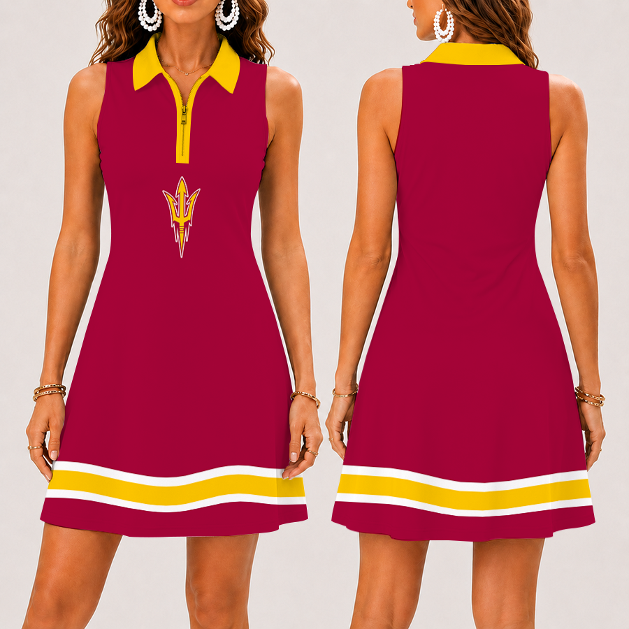 Limited Edition – Customized NCAA Arizona State Sun Devils Women’s Zip Sleeveless Polo Dress