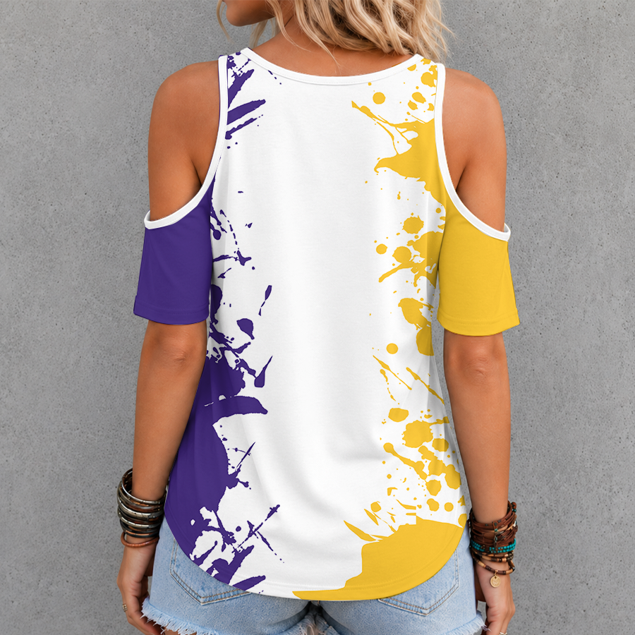 Limited Edition – Customized NFL Minnesota Vikings Criss Cross V-Neck Top - Image 2