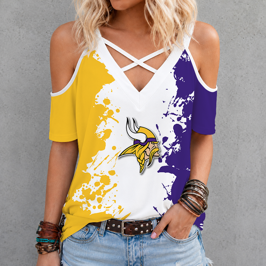 Limited Edition – Customized NFL Minnesota Vikings Criss Cross V-Neck Top