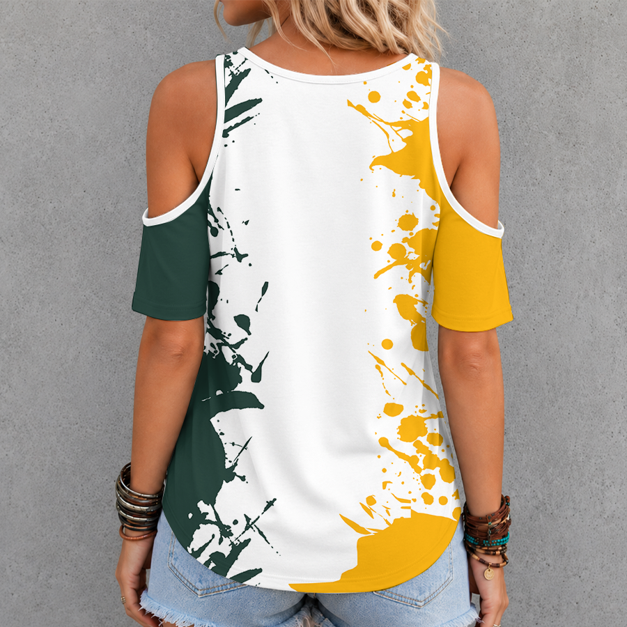 Limited Edition – Customized NFL Green Bay Packers Criss Cross V-Neck Top - Image 2
