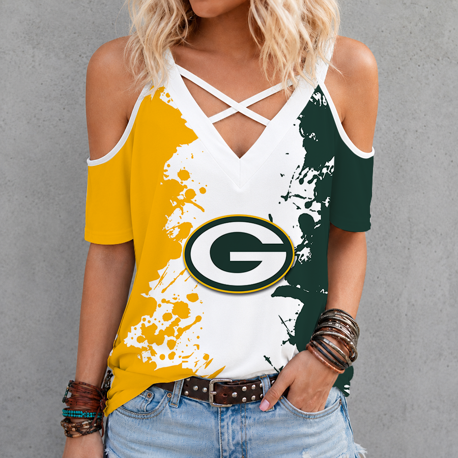 Limited Edition – Customized NFL Green Bay Packers Criss Cross V-Neck Top
