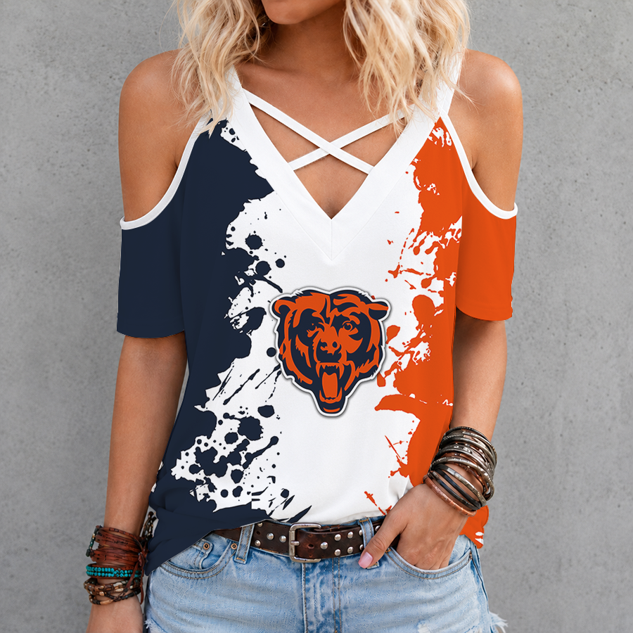 Limited Edition – Customized NFL Chicago Bears Criss Cross V-Neck Top