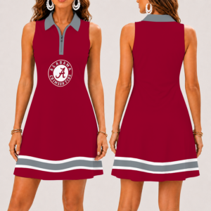 Limited Edition – Customized NCAA Alabama Crimson Tide Women’s Zip Sleeveless Polo Dress