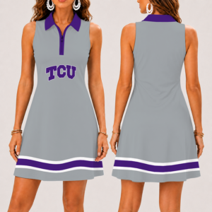 Limited Edition – Customized NCAA Tcu Horned Frogs Women’s Zip Sleeveless Polo Dress