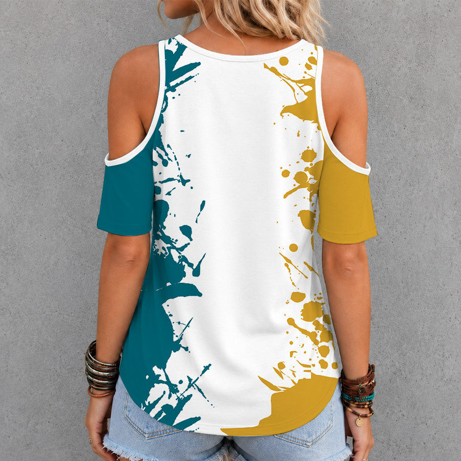 Limited Edition – Customized NFL Jacksonville Jaguars Criss Cross V-Neck Top - Image 2