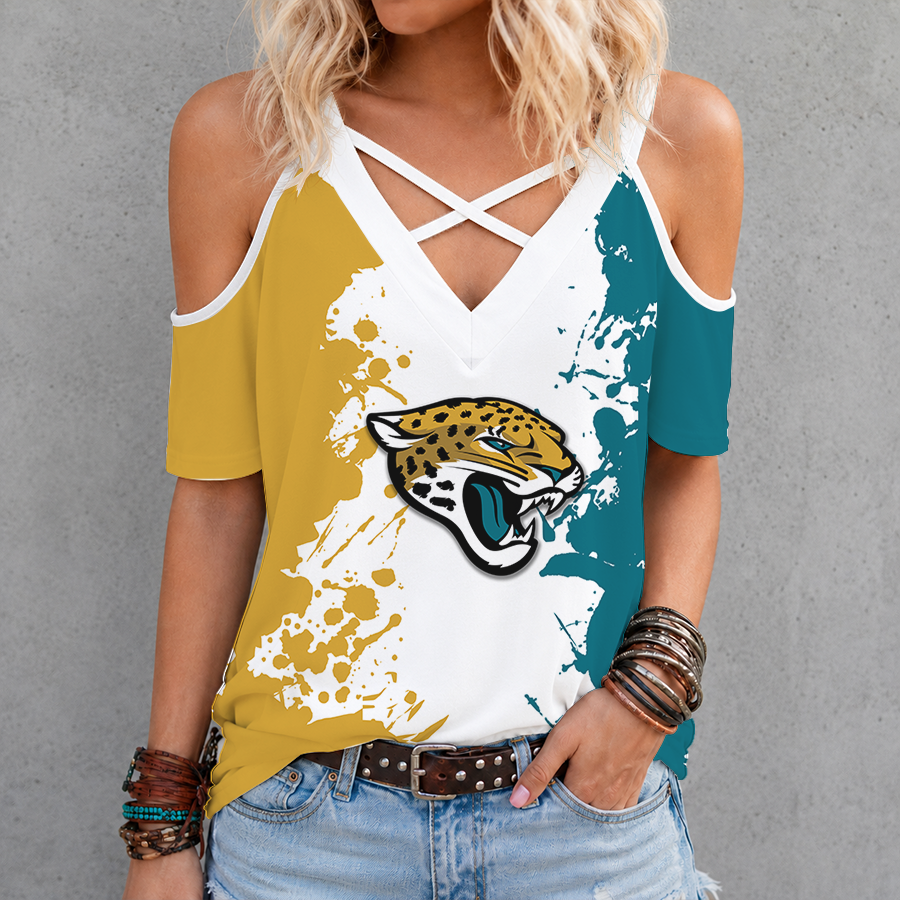 Limited Edition – Customized NFL Jacksonville Jaguars Criss Cross V-Neck Top
