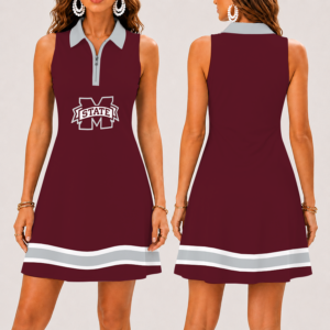 Limited Edition – Customized NCAA Mississippi State Bulldogs Women’s Zip Sleeveless Polo Dress