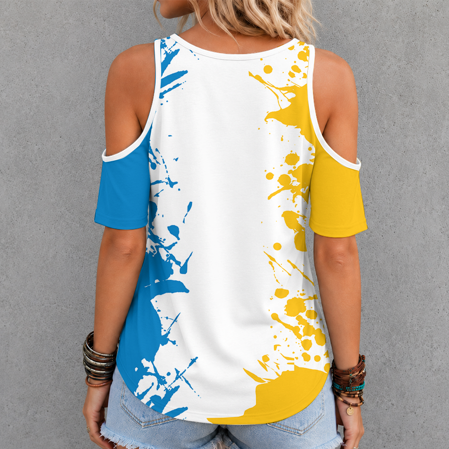 Limited Edition – Customized NFL Los Angeles Chargers Criss Cross V-Neck Top - Image 2
