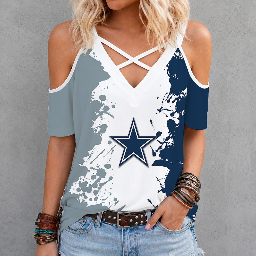 Limited Edition – Customized NFL Dallas Cowboys Criss Cross V-Neck Top