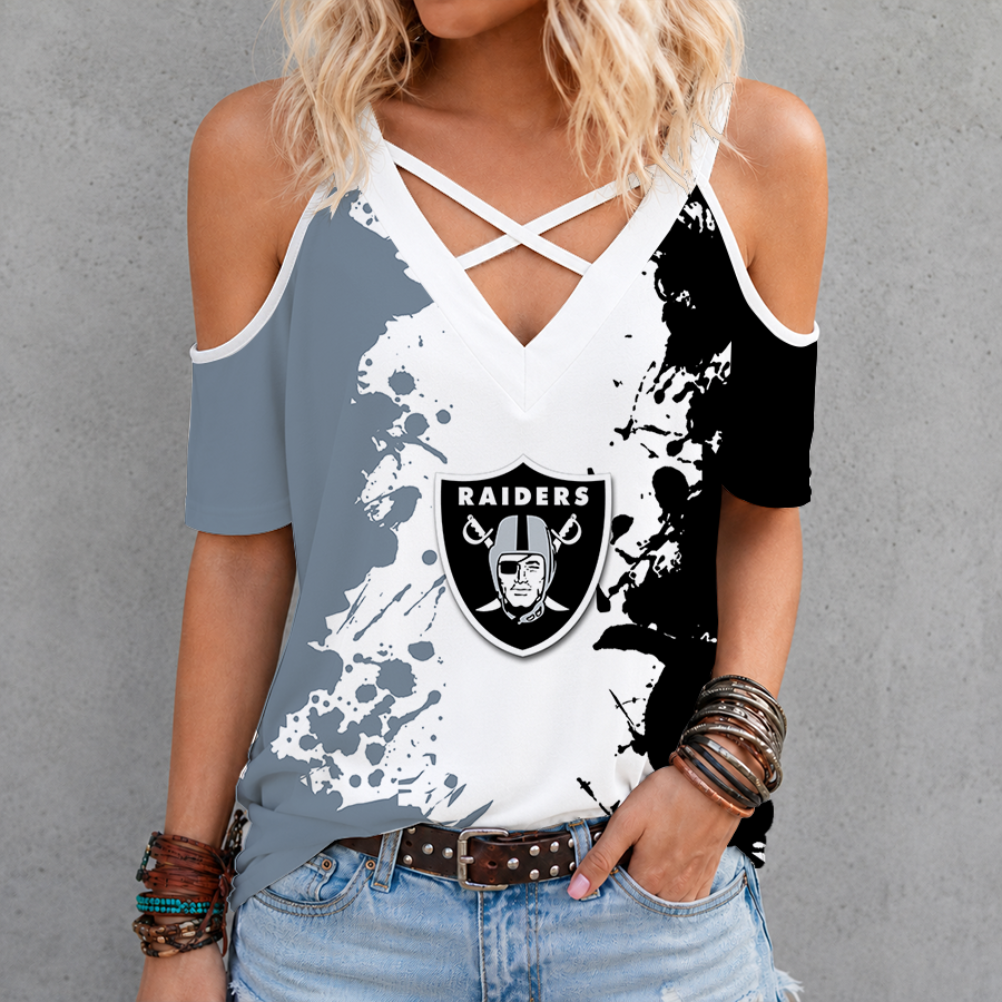 Limited Edition – Customized NFL Las Vegas Raiders Criss Cross V-Neck Top