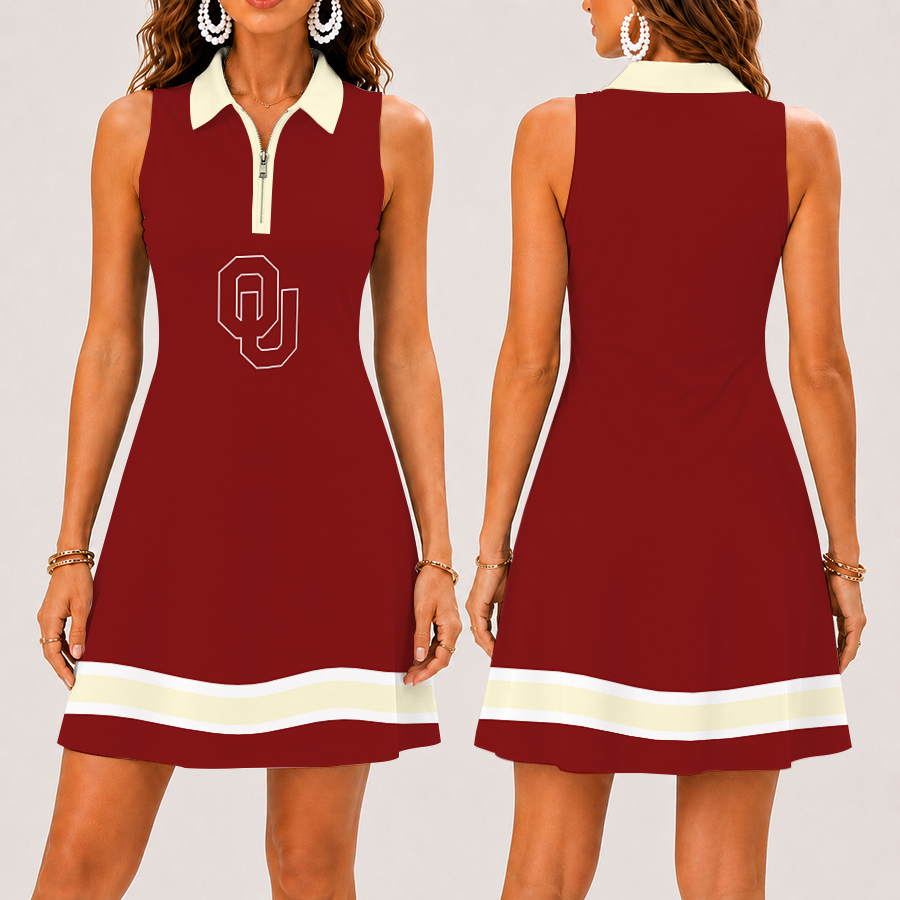 Limited Edition – Customized NCAA Oklahoma Sooners Women’s Zip Sleeveless Polo Dress