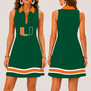 Limited Edition – Customized NCAA Miami Hurricanes Women’s Zip Sleeveless Polo Dress