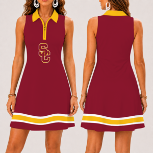 Limited Edition – Customized NCAA Usc Trojans Women’s Zip Sleeveless Polo Dress