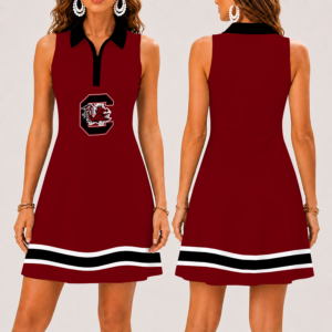 Limited Edition – Customized NCAA South Carolina Gamecocks Women’s Zip Sleeveless Polo Dress
