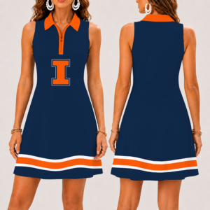 Limited Edition – New Customized NCAA Illinois Fighting Illini Strappy Women’s Zip Sleeveless Polo Dress