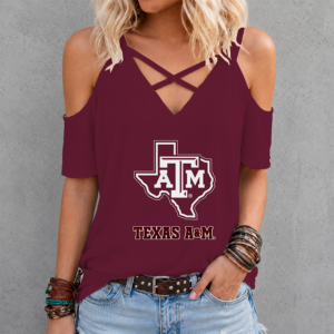 Limited Edition – Customized NCAA Texas A&M Aggies Criss Cross V-Neck Top