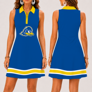 Limited Edition – Customized NCAA Delaware Fightin’ Blue Hens Women’s Zip Sleeveless Polo Dress