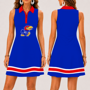 Limited Edition – New Customized NCAA Kansas Jayhawks Strappy Women’s Zip Sleeveless Polo Dress