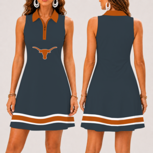 Limited Edition – New Customized NCAA Texas Longhorns Strappy Women’s Zip Sleeveless Polo Dress