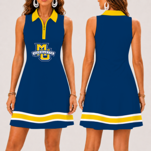 Limited Edition – New Customized NCAA Marquette Golden Eagles Strappy Women’s Zip Sleeveless Polo Dress