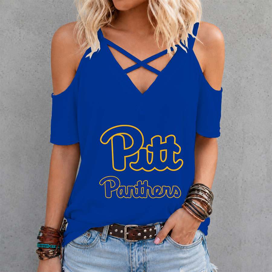 Limited Edition – Customized NCAA Pittsburgh Panthers Criss Cross V-Neck Top