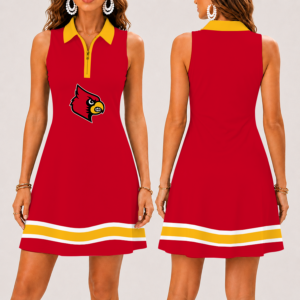 Limited Edition – New Customized NCAA Louisville Cardinals Strappy Women’s Zip Sleeveless Polo Dress