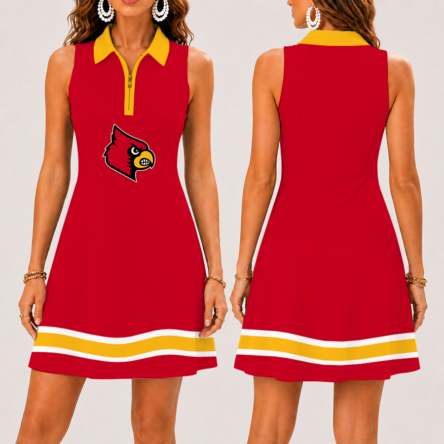 Limited Edition – New Customized NCAA Louisville Cardinals Strappy Women’s Zip Sleeveless Polo Dress