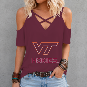 Limited Edition – Customized NCAA Virginia Tech Hokies Criss Cross V-Neck Top
