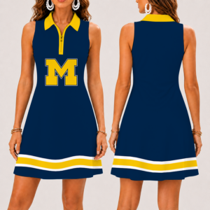 Limited Edition – Customized NCAA Michigan Wolverines Women’s Zip Sleeveless Polo Dress