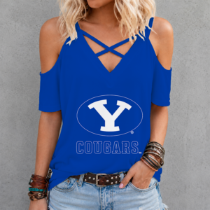 Limited Edition – Customized NCAA Byu Cougars Criss Cross V-Neck Top