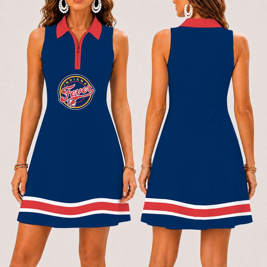 Limited Edition – Customized WNBA Indiana Fever Women’s Zip Sleeveless Polo Dress