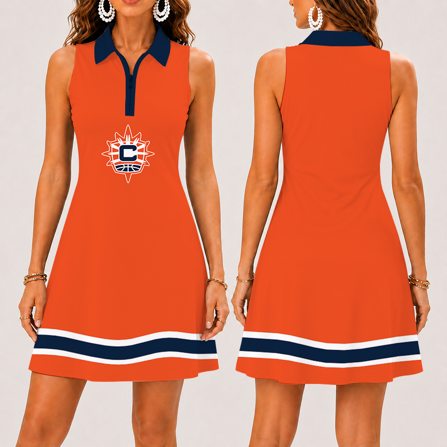 Limited Edition – Customized WNBA Connecticut Sun Women’s Zip Sleeveless Polo Dress