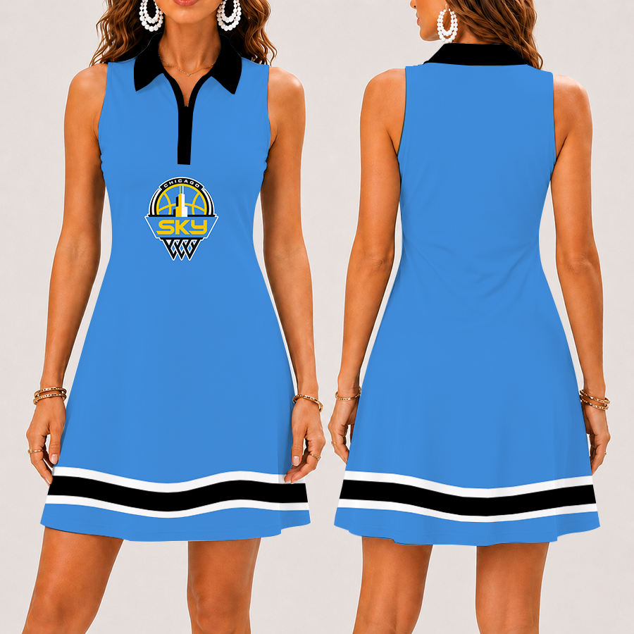 Limited Edition – Customized WNBA Chicago Sky Women’s Zip Sleeveless Polo Dress