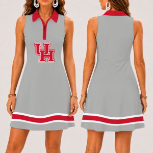 Limited Edition – New Customized NCAA Houston Cougars Strappy Women’s Zip Sleeveless Polo Dress