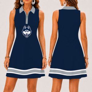 Limited Edition – New Customized NCAA Uconn Huskies Strappy Women’s Zip Sleeveless Polo Dress