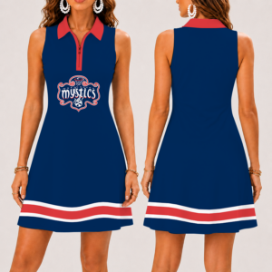 Limited Edition – Customized WNBA Washington Mystics Women’s Zip Sleeveless Polo Dress