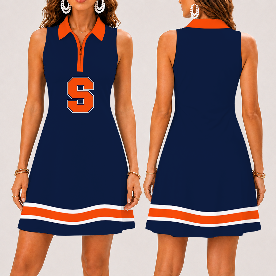 Limited Edition – Customized NCAA Syracuse Orange Women’s Zip Sleeveless Polo Dress