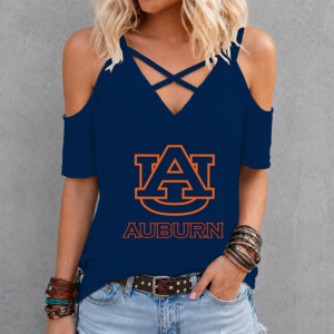 Limited Edition – Customized NCAA Auburn Tigers Criss Cross V-Neck Top