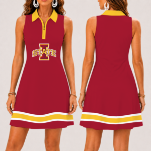 Limited Edition – New Customized NCAA Iowa State Cyclones Strappy Women’s Zip Sleeveless Polo Dress