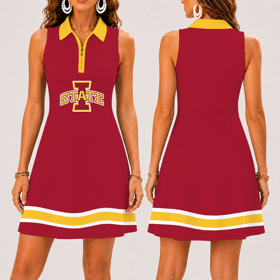 Limited Edition – New Customized NCAA Iowa State Cyclones Strappy Women’s Zip Sleeveless Polo Dress