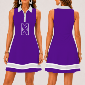 Limited Edition – Customized NCAA Northwestern Wildcats Women’s Zip Sleeveless Polo Dress