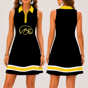 Limited Edition – Customized NCAA Iowa Hawkeyes Women’s Zip Sleeveless Polo Dress