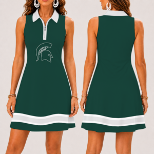Limited Edition – New Customized NCAA Michigan State Spartans Strappy Women’s Zip Sleeveless Polo Dress