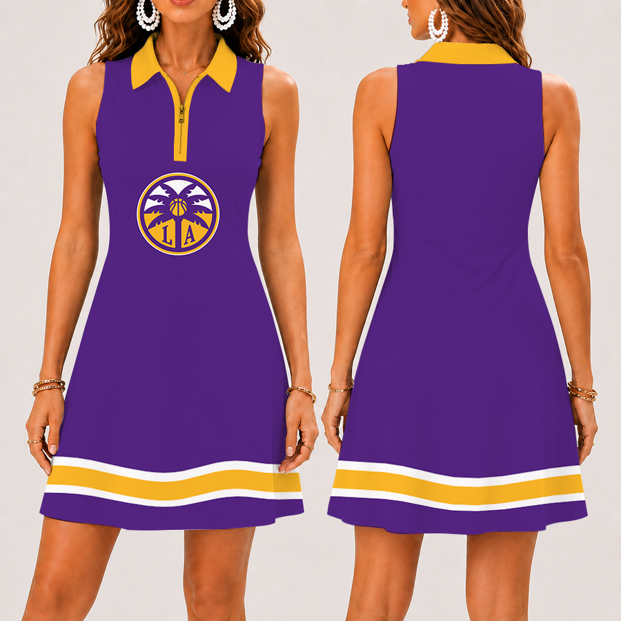 Limited Edition – Customized WNBA Los Angeles Sparks Women’s Zip Sleeveless Polo Dress