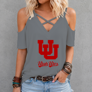 Limited Edition – Customized NCAA Utah Utes Criss Cross V-Neck Top