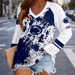 Limited Edition – Customized NCAA Penn State Nittany Lions Women’s V-Neck Long Sleeved Shirt