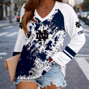 Limited Edition – Customized NCAA Notre Dame Fighting Irish Women’s V-Neck Long Sleeved Shirt