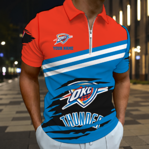 Limited Edition – Customized NBA Oklahoma City Thunder Zip Polo Shirt