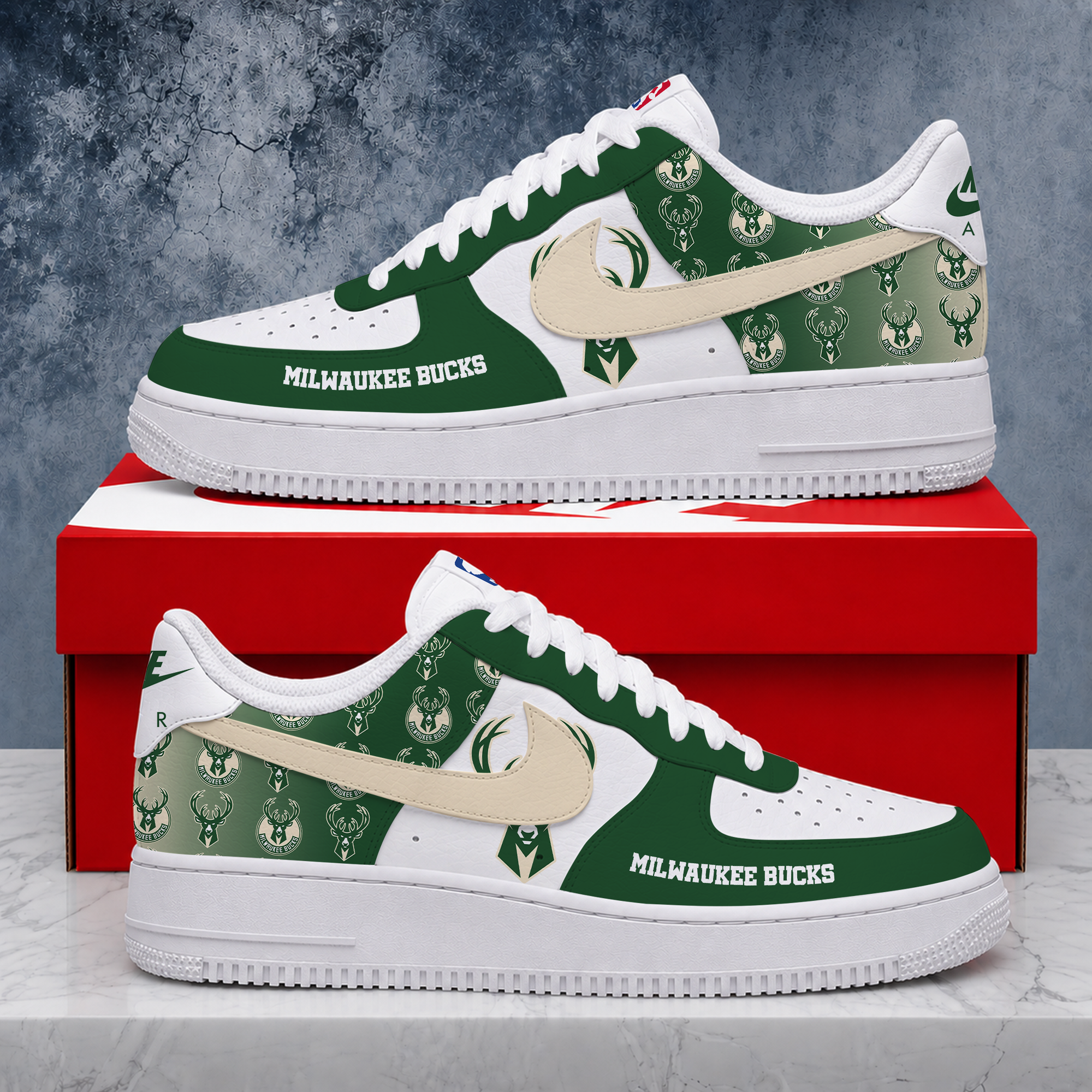 Limited Edition- Customized NBA Milwaukee Bucks Air Force 1 Sneakers