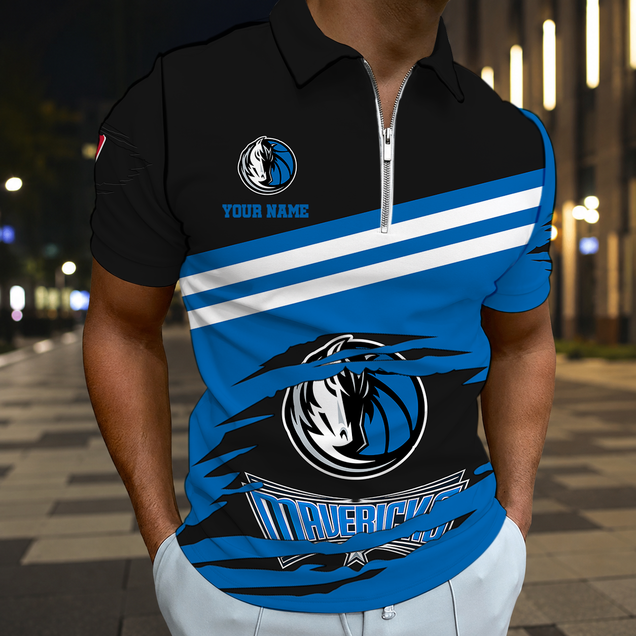 Limited Edition – Customized NBA Dallas Mavericks Zip Polo Shirt